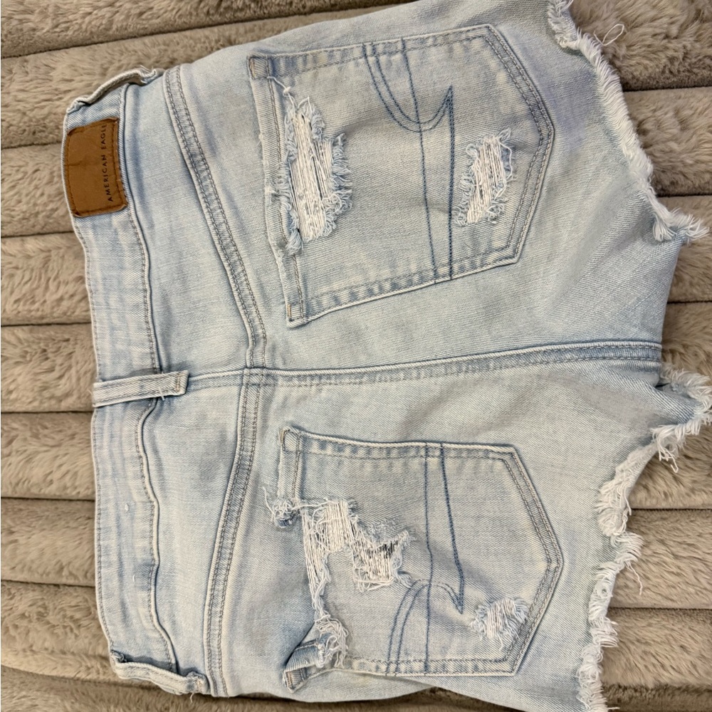 American Eagle Outfitters Light Wash Distressed Jean Shorts